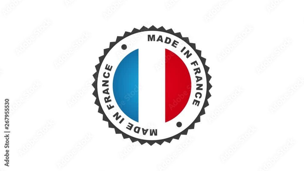 Made In France Badge Animation/ 4k cool animation of a made in france badge seal certificate with stars and stripes Made In France Badge Animation/ 4k cool animation of a made in france badge seal certificate with stars and stripes