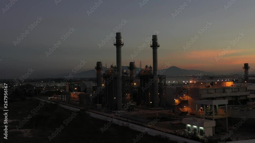 Aerial view. Industrial power plant. Oil refinery and Oil industry at Twilight Aerial view. Industrial power plant. Oil refinery and Oil industry at Twilight