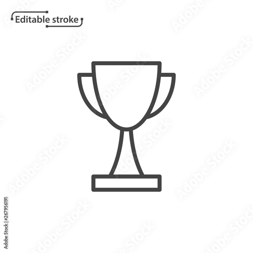 Trophy cup line vector icon. Editable stroke. 