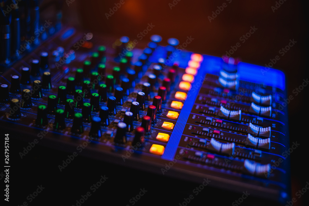 Audio control panel, opening music for entertainment