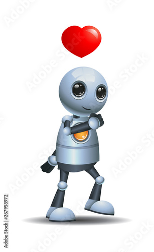 little robot walking in love feeling