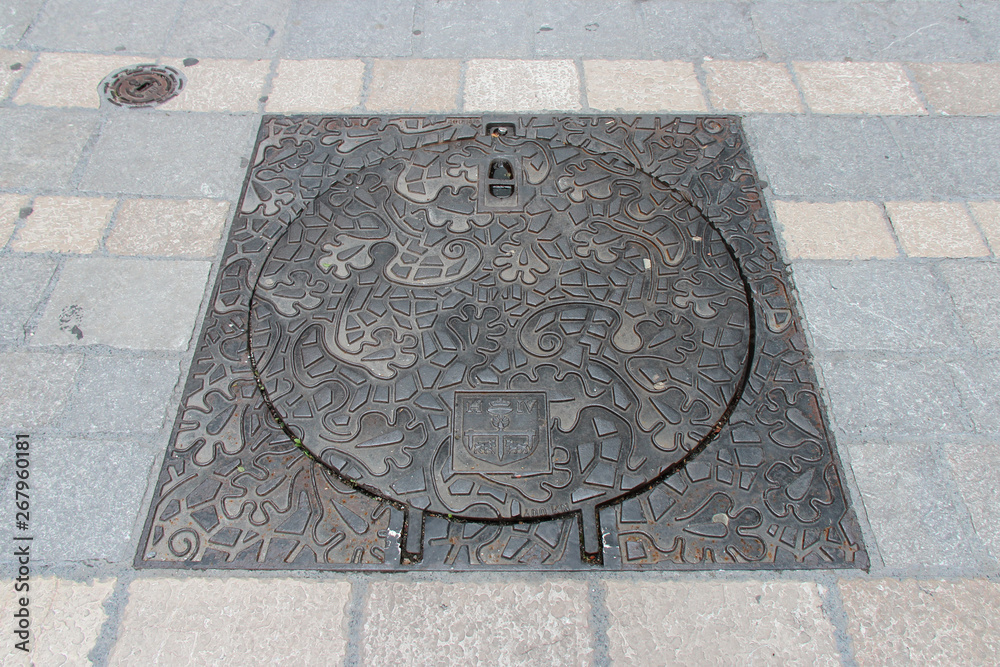 manhole cover in Pau (Bearn - France)