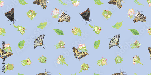 Blue brambleberry seamless pattern