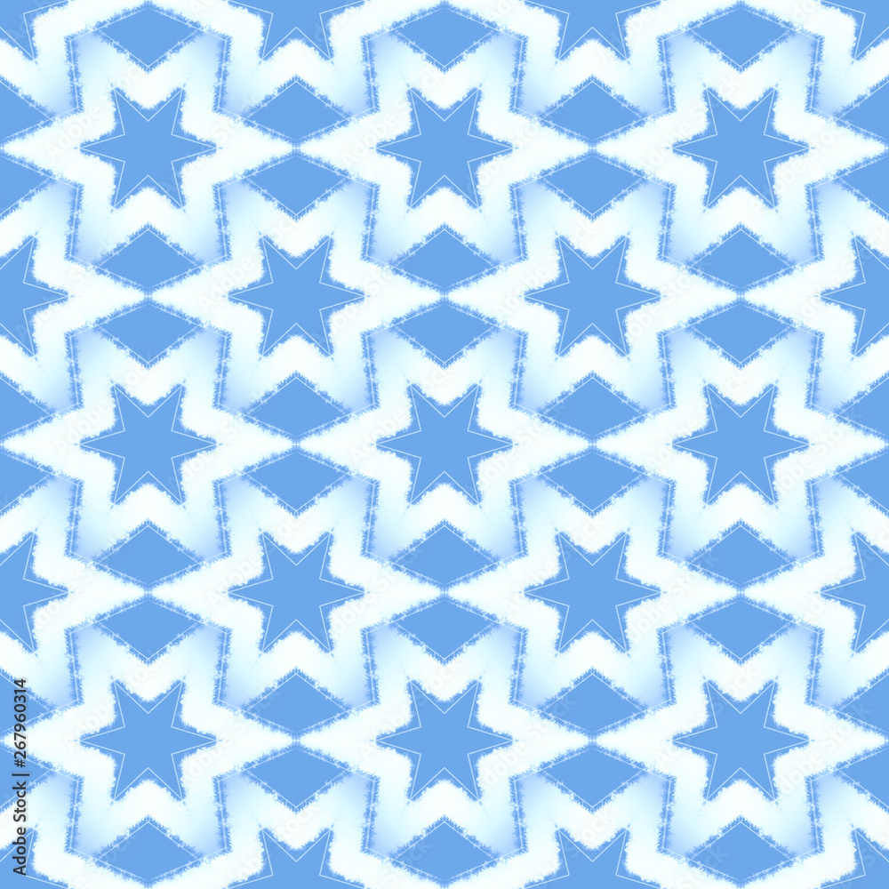 Obraz premium Tile pattern of white stars in blue background ideal for wrapping paper.