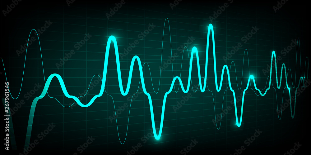 Blue Heart pulse monitor with signal.Vector tech line wave and technology digital business using as background and wallpaper