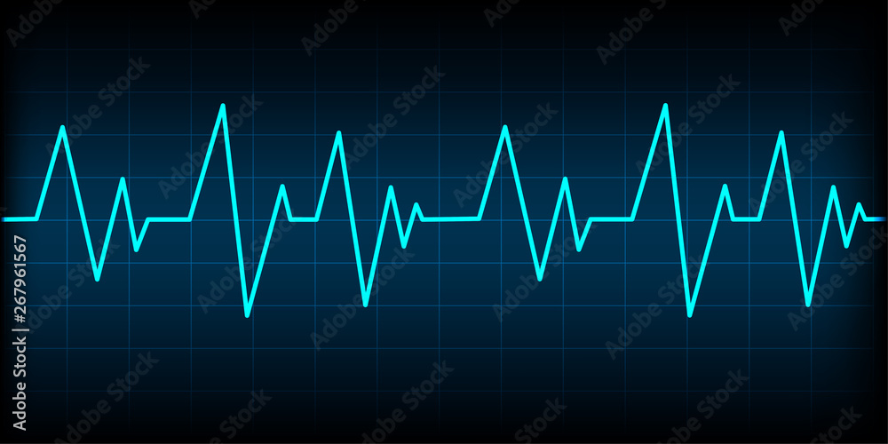 Blue Heart pulse monitor with signal.Vector tech line wave and technology digital business using as background and wallpaper Blue Heart pulse monitor with signal.Vector tech line wave and technology digital business using as background and wallpaper