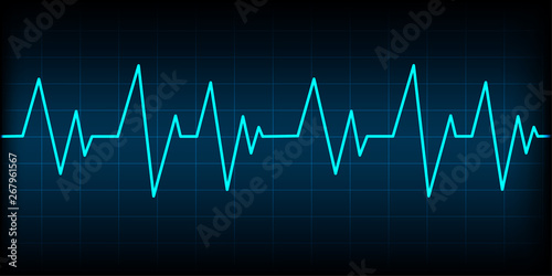 Blue Heart pulse monitor with signal.Vector tech line wave and technology digital business using as background and wallpaper