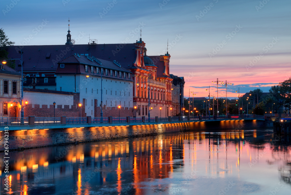 View at dusk on the historic honor of the city.Wroclaw, Poland.