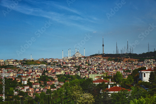 Panoramic istanbul camlica mosque under construction in Uskudar