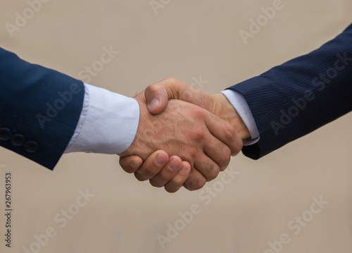Two business people shaking hands, businessman, hand