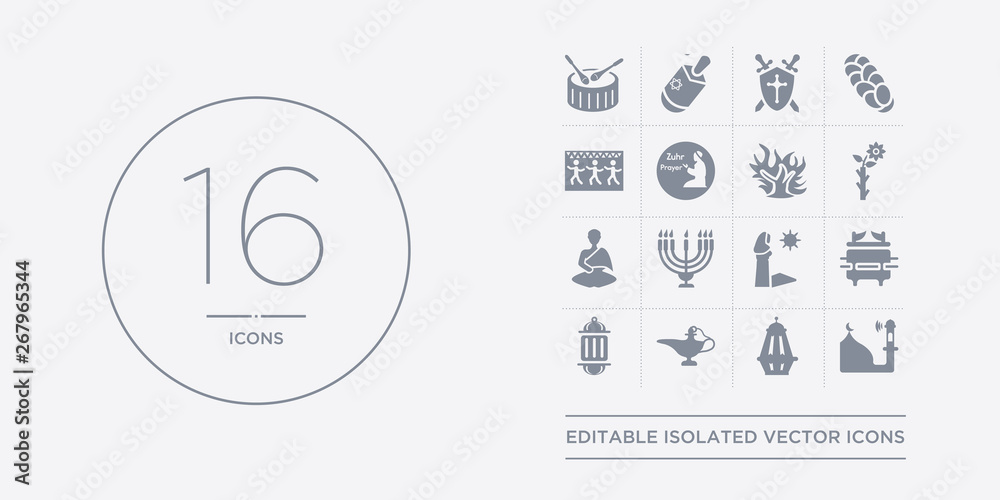 16 vector icons set such as adhan call, arabian lantern, arabian magic lamp, arabic lamp, ark of the convenant contains assr, big menorah, buddhist monk, budding staff. adhan call, arabian lantern, 16 vector icons set such as adhan call, arabian lantern, arabian magic lamp, arabic lamp, ark of the convenant contains assr, big menorah, buddhist monk, budding staff. adhan call, arabian lantern,