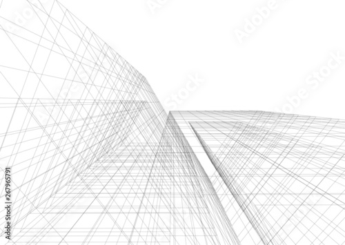 architecture building construction 3d illustration
