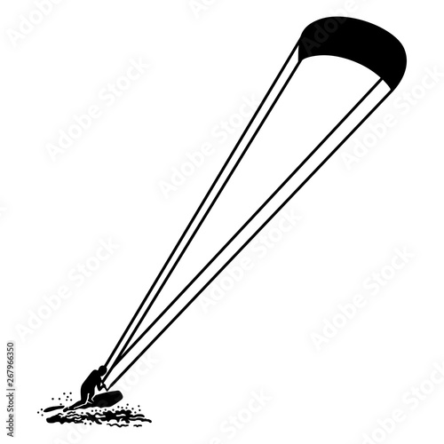 Kitesurfer / Schwarz-weiße Vektor-Illustration