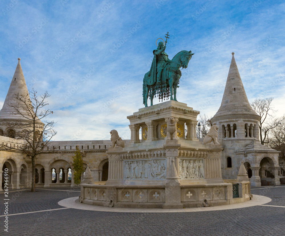 View on the Old Fisherman Bastion in Budapest, Hungary.