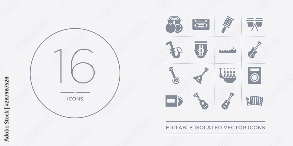 16 vector icons set such as accordion, acoustic, acoustic guitar, album, amplifier contains bagpipes, balalaika, banjo, bass guitar. accordion, acoustic, guitar from music outline icons 16 vector icons set such as accordion, acoustic, acoustic guitar, album, amplifier contains bagpipes, balalaika, banjo, bass guitar. accordion, acoustic, guitar from music outline icons