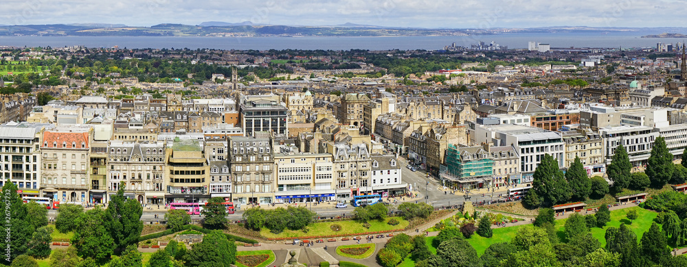 Aerial View of New Town Edinburgh and Princess Gardens from the Castle