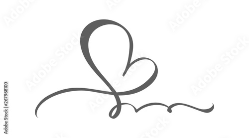 Hand drawn Heart love sign. Romantic calligraphy vector illustration. Concepn icon symbol for t-shirt, greeting card, poster wedding. Design flat element of valentine day