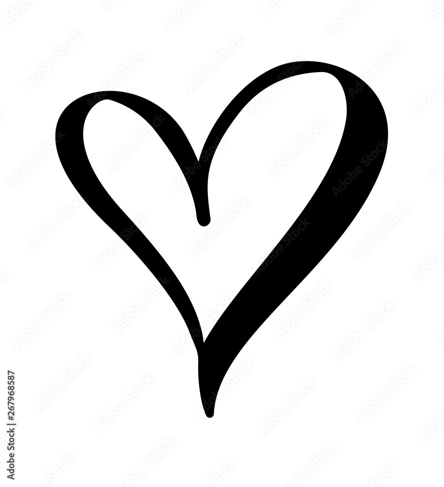 Hand drawn Heart love sign. Romantic calligraphy vector illustration. Concepn icon symbol for t-shirt, greeting card, poster wedding. Design flat element of valentine day Hand drawn Heart love sign. Romantic calligraphy vector illustration. Concepn icon symbol for t-shirt, greeting card, poster wedding. Design flat element of valentine day
