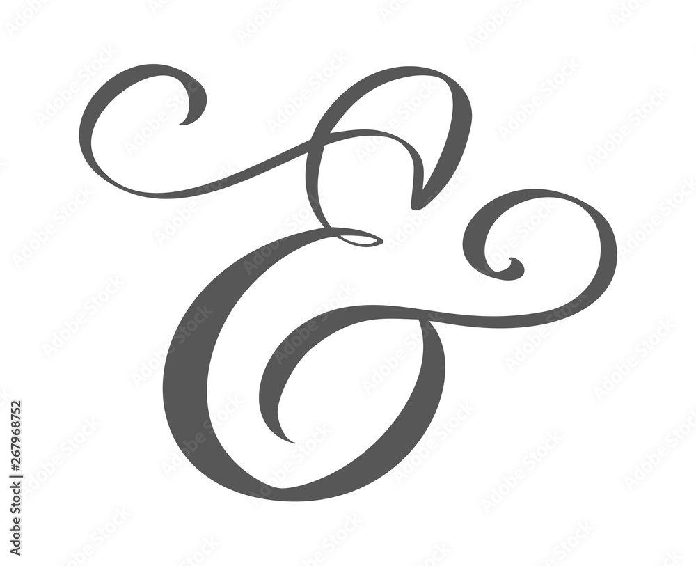 Custom decorative ampersand isolated on white. Hand written calligraphy, vector illustration. Great for wedding invitations, cards, banners, photo overlays