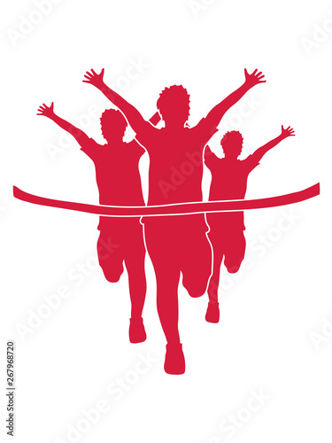 ziel rotes band sport 3 läufer rennen schnell marathon marathonlauf laufen gehen ausdauer gewinner ziel erreichen erster wettrennen wettlauf sprinten joggen hobby team clipart silhouette design photo