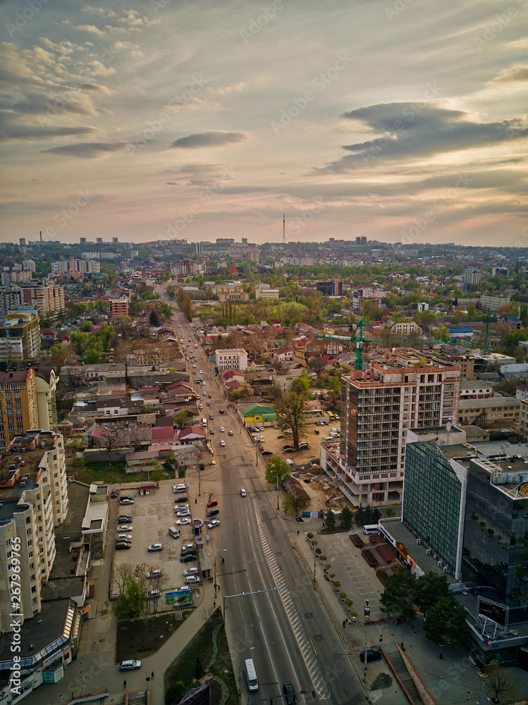 Fototapeta premium Aerial drone view of kishinev city