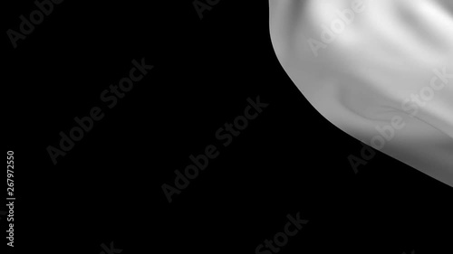 3d render of cloth simulation that cover screen and flow away. Transition footage with luma mask for compositing and blending.