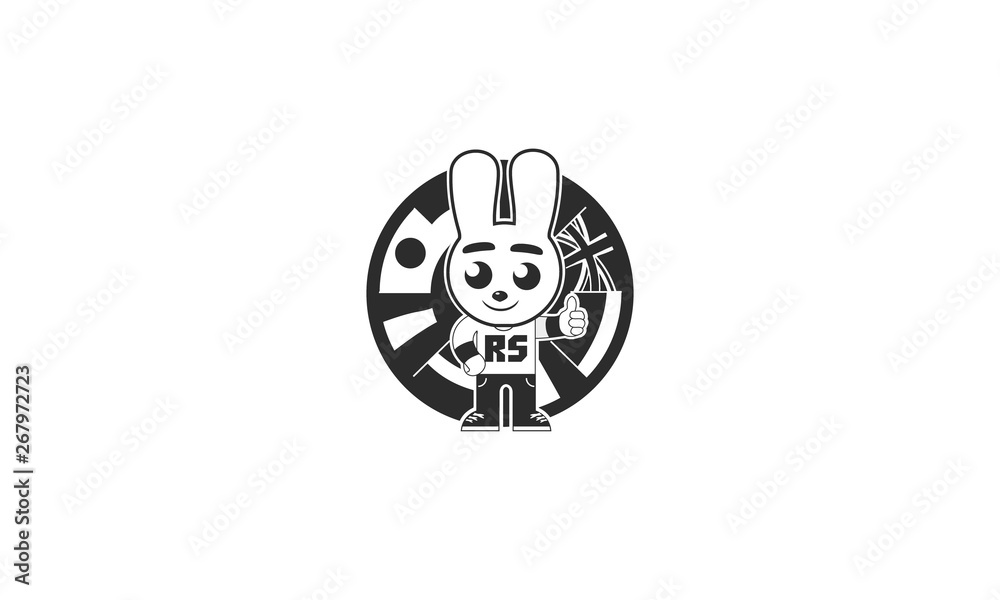 Obraz premium Rabbit character, for school learning foreign languages