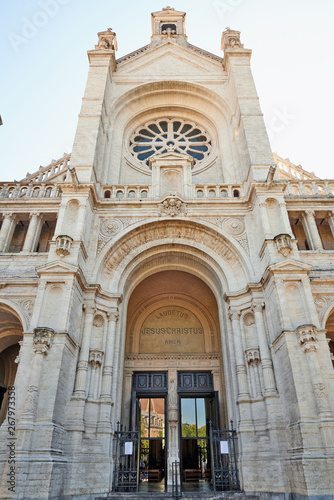 Front side of the St. Catherine church by a sunny morning day