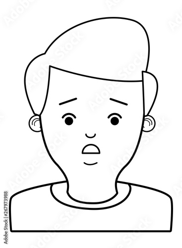 young man cartoon in black and white