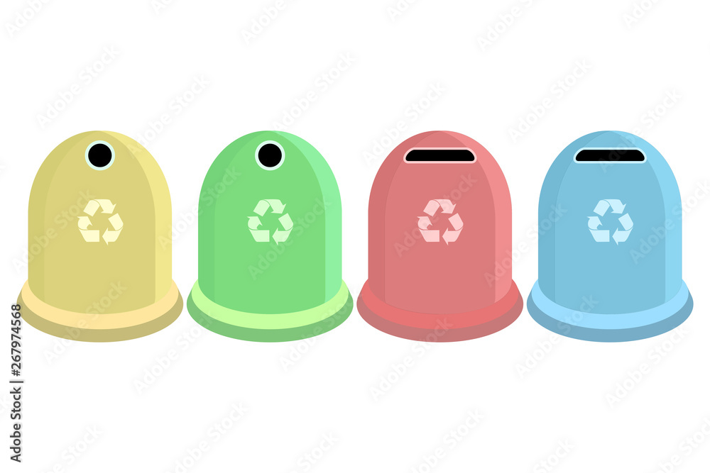 Contenedores para reciclar papel, plástico, metal y vídrio. Contenedores para reciclar papel, plástico, metal y vídrio.