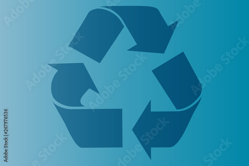 Símbolo de color azul de reciclaje y reutilización