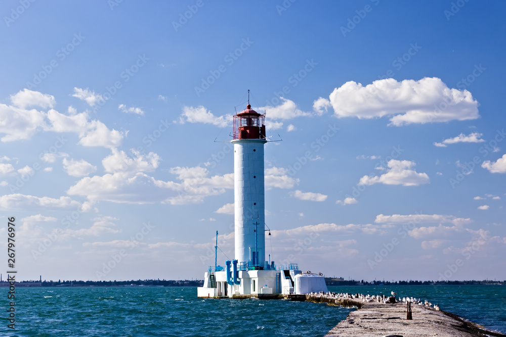 Odessa lighthouse blue sea