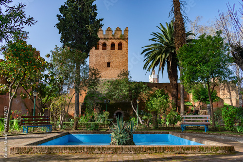 Garden with a Water Fountain inside the Kasbah of Chefchaouen Morocco © James