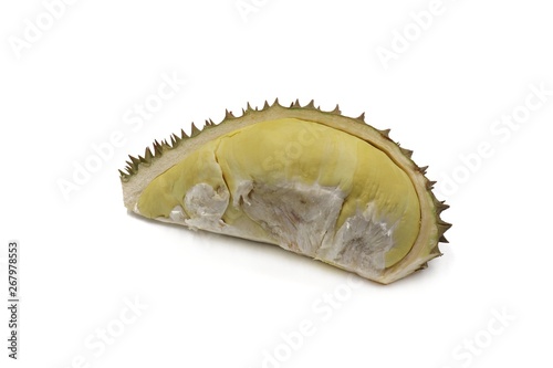 Ripe durian on white background