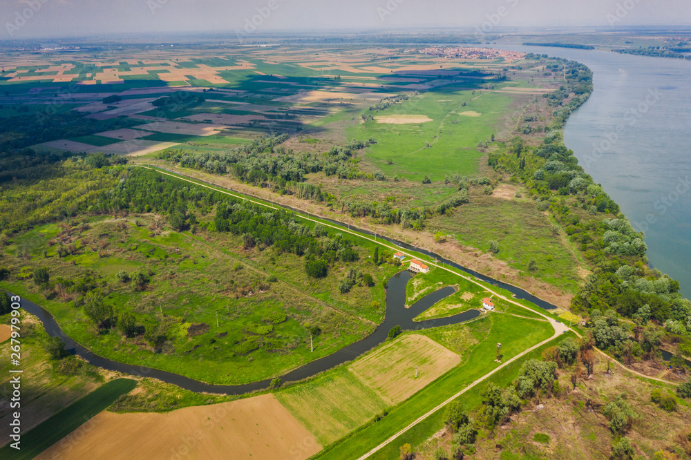Aerial view of river Dunube 