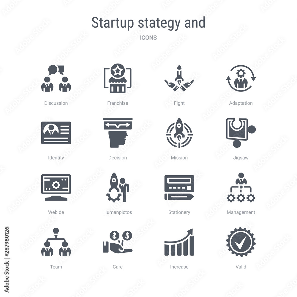 set of 16 vector icons such as valid, increase, care, team, management, stationery, humanpictos, web de from startup stategy and concept. can be used for web, logo, ui\u002fux set of 16 vector icons such as valid, increase, care, team, management, stationery, humanpictos, web de from startup stategy and concept. can be used for web, logo, ui\u002fux