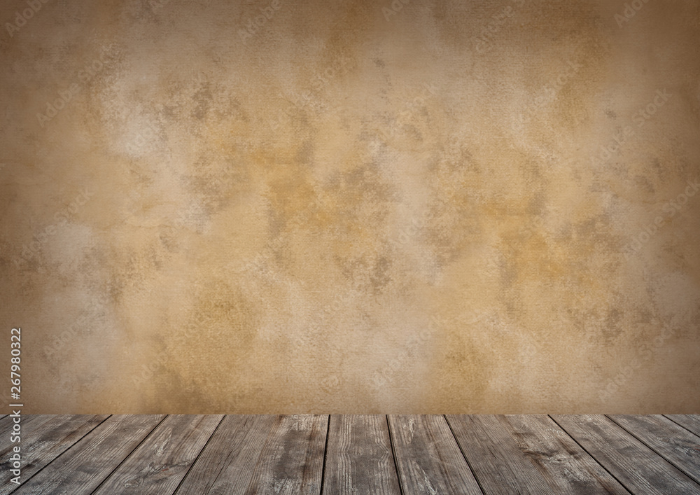 Background for photo studio with wooden table and backdrop Background for photo studio with wooden table and backdrop