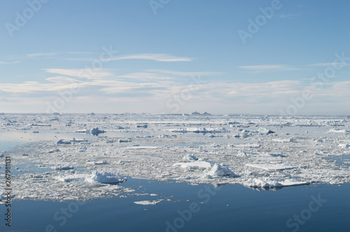 A view of the antarctica  sea and ice. Ice melting at the antarctica  global warming is a present danger for future generations 
