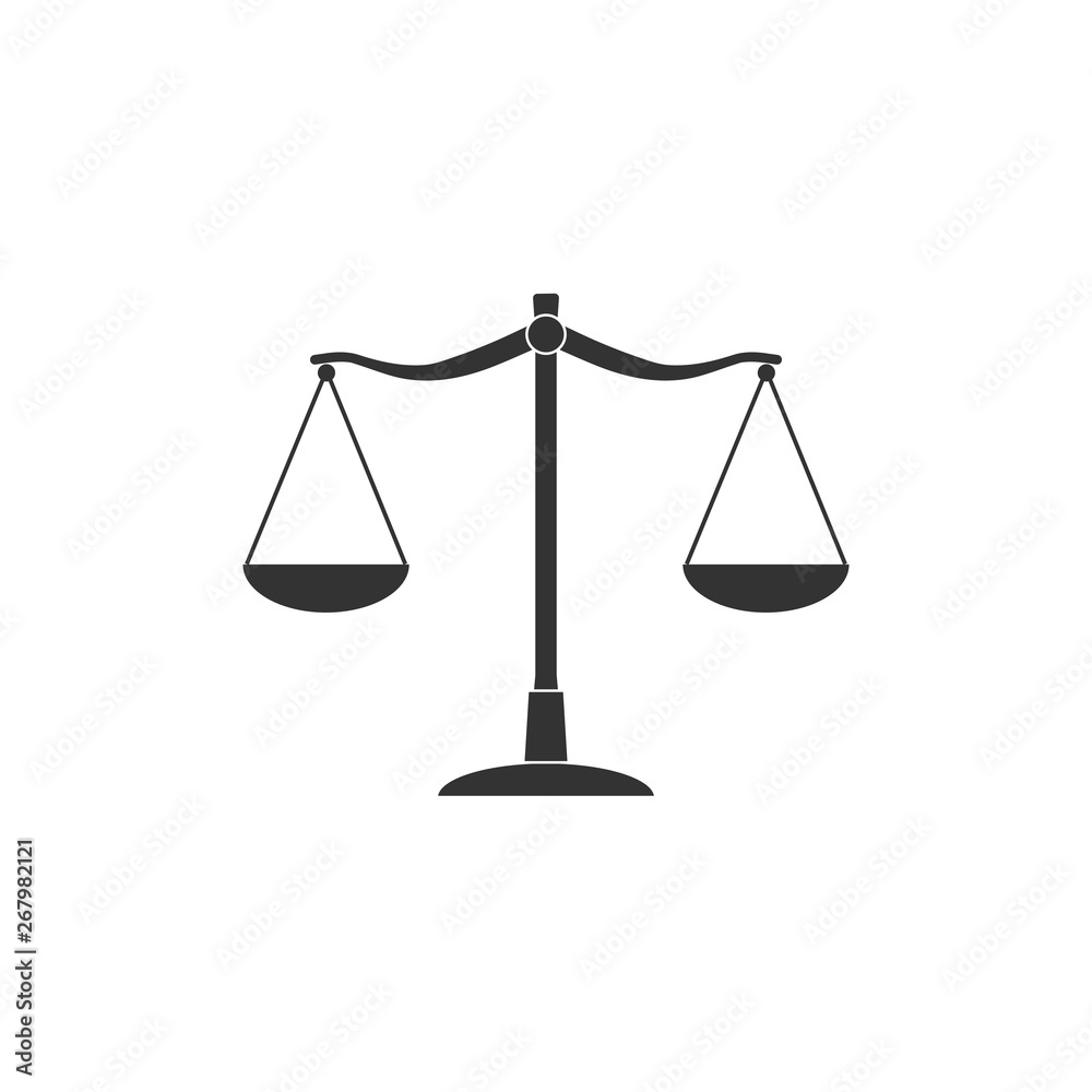 Balance scale icon. Vector illustration, flat design. Balance scale icon. Vector illustration, flat design.