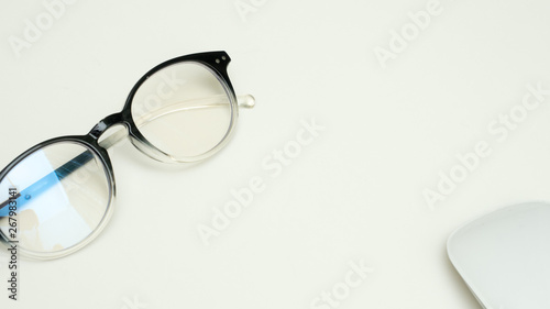 glasses with mouse on white background