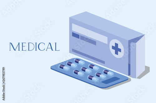 medicine box packing with capsules