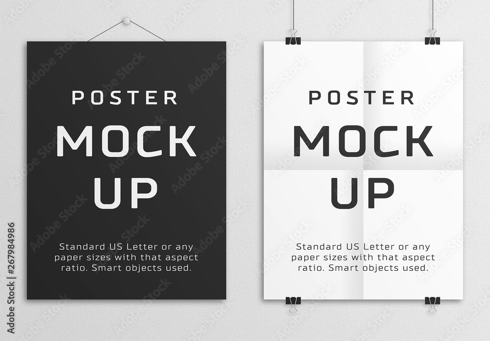 2 Hanging Posters Mockup Stock Template Adobe Stock