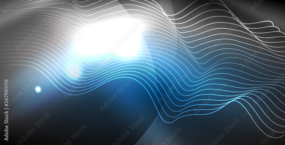 Glossy shiny glowing neon waves Glossy shiny glowing neon waves