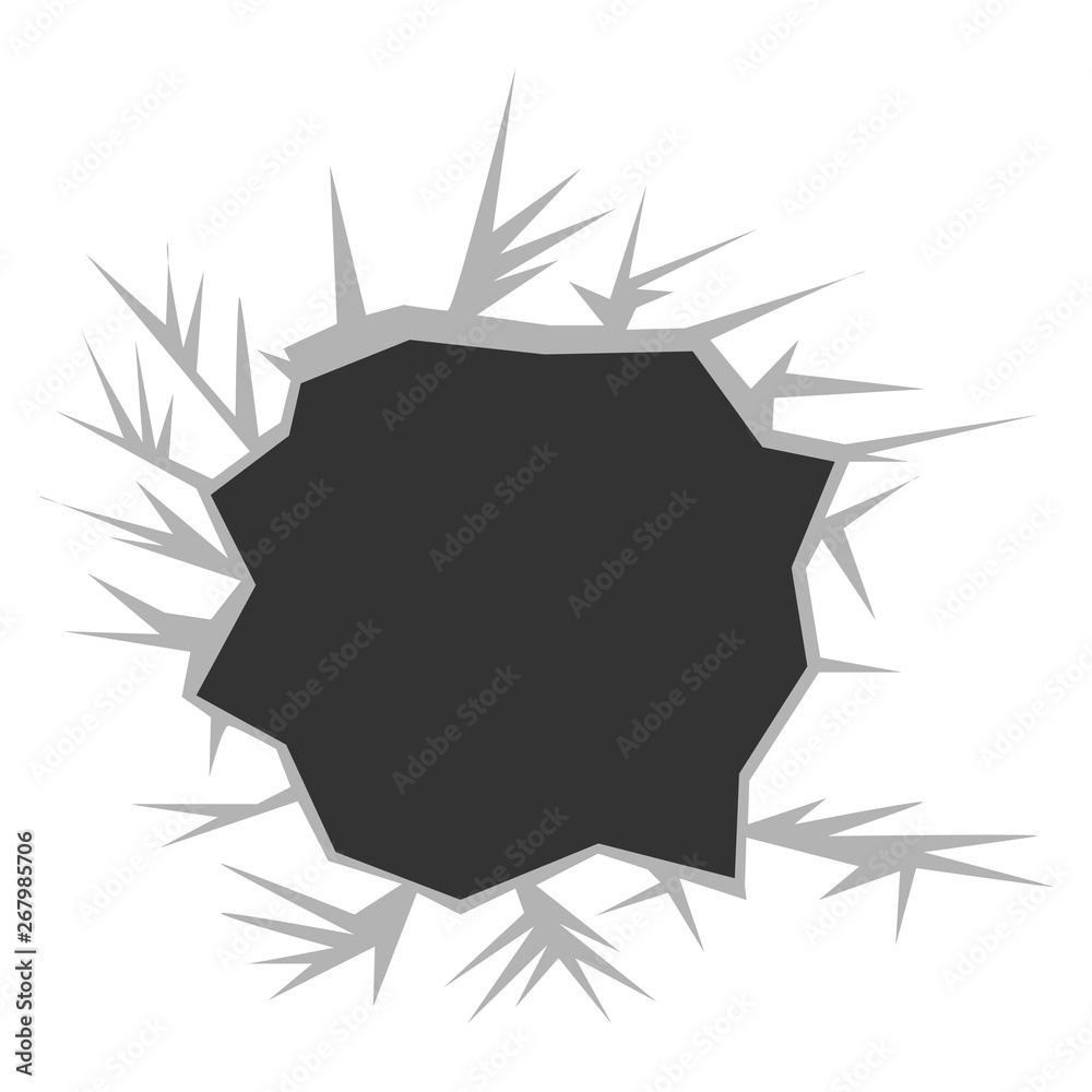 gray art hole in the wall with patterns of various cracks cartoon object  Stock Vector | Adobe Stock
