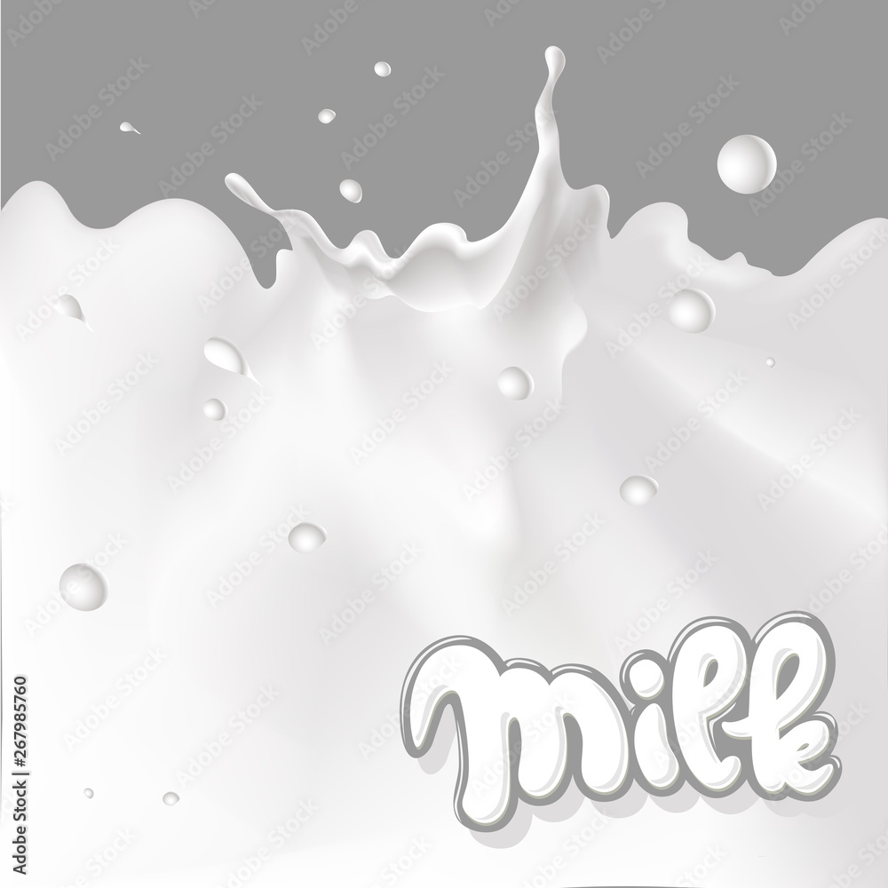 Milk Splash Design Text Background in Black and White - Vector Illustration