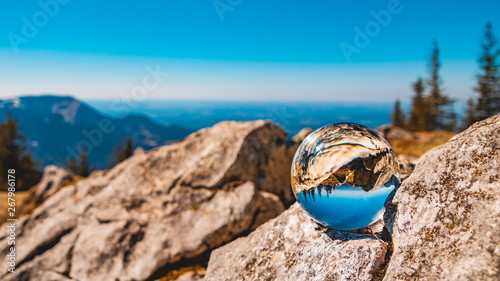 Crystal ball alpine landscape shot at the famous Kampenwand summit-Aschau-Chiemgau-Bavaria-Germany © Martin Erdniss
