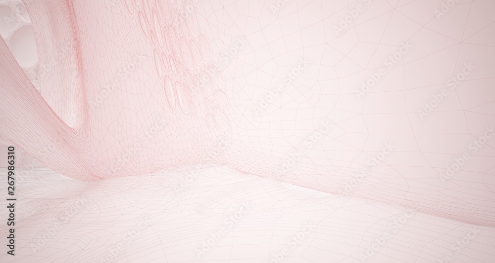 Abstract drawing white interior multilevel public space with window. 3D illustration and rendering. Abstract drawing white interior multilevel public space with window. 3D illustration and rendering.