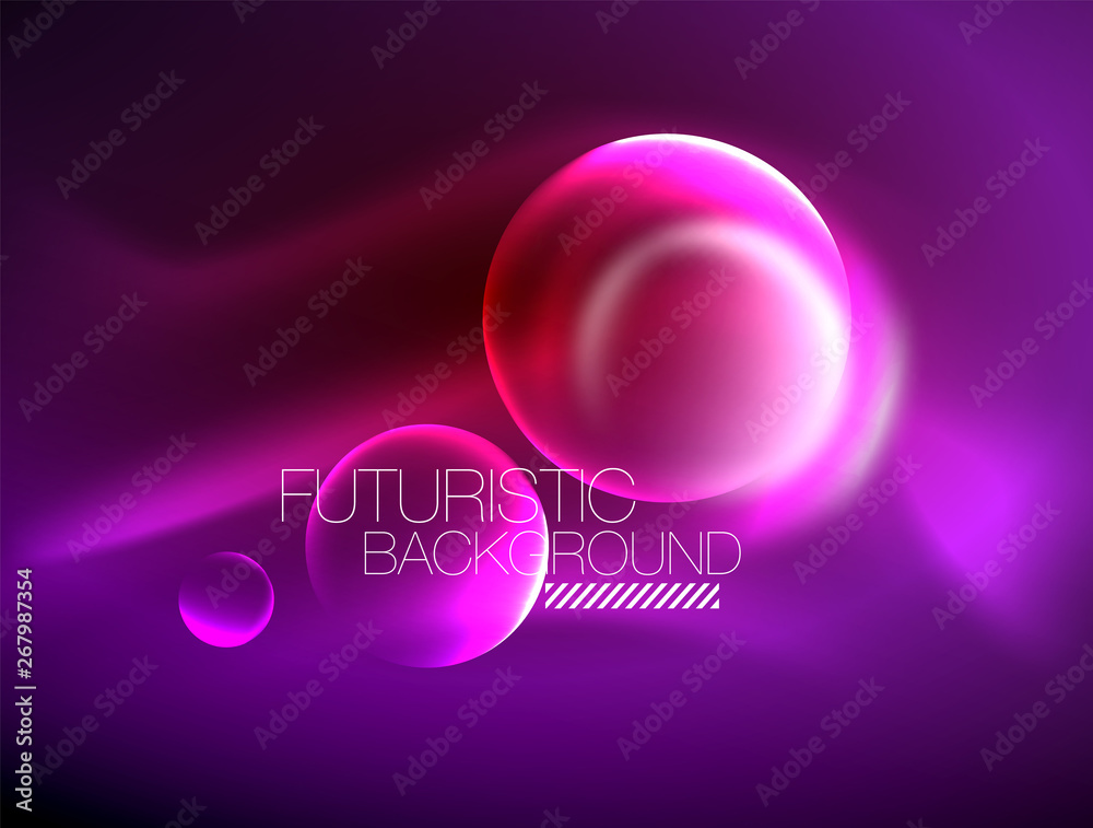 Vector glowing neon circles abstract background