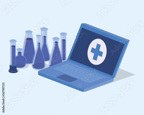 laptop telemedicine service with tube tests