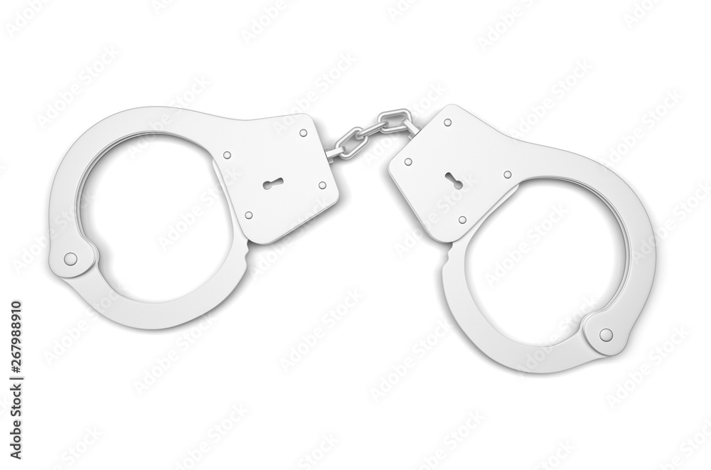 Closed handcuffs. 3d rendering illustration isolated Closed handcuffs. 3d rendering illustration isolated
